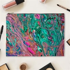 Green Pour Cosmetic Bag (xl) by kaleidomarblingart