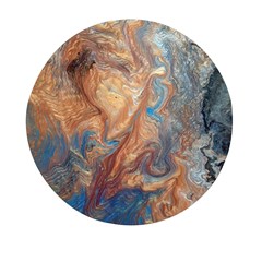 Blue Flow Mini Round Pill Box by kaleidomarblingart